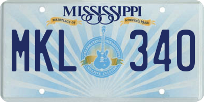 MS license plate MKL340