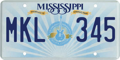 MS license plate MKL345