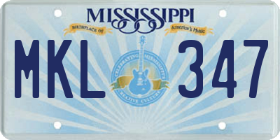 MS license plate MKL347