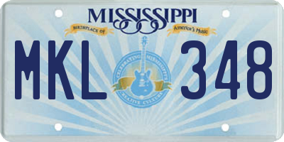 MS license plate MKL348