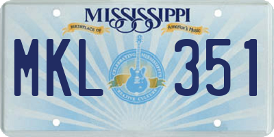 MS license plate MKL351