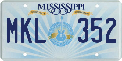 MS license plate MKL352