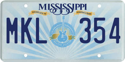 MS license plate MKL354