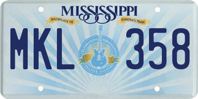 MS license plate MKL358
