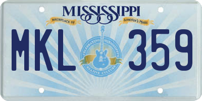 MS license plate MKL359