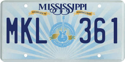 MS license plate MKL361