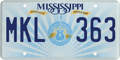 MS license plate MKL363