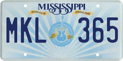 MS license plate MKL365