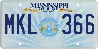 MS license plate MKL366
