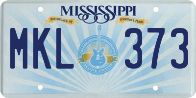 MS license plate MKL373
