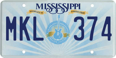 MS license plate MKL374