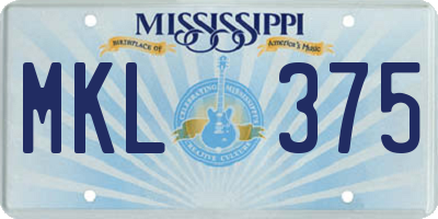 MS license plate MKL375