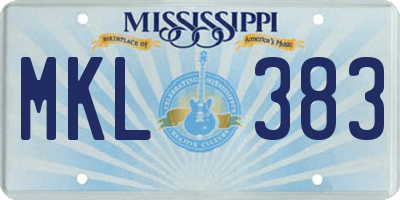MS license plate MKL383