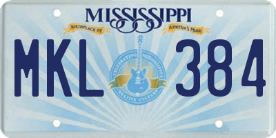 MS license plate MKL384