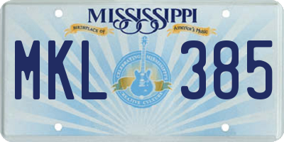 MS license plate MKL385