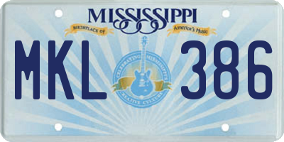 MS license plate MKL386