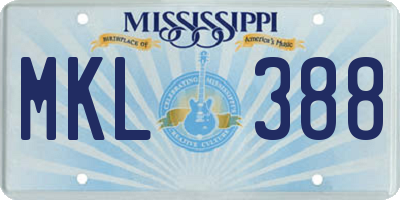 MS license plate MKL388