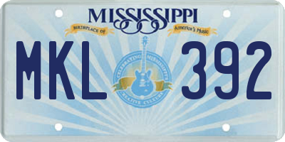 MS license plate MKL392