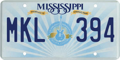 MS license plate MKL394