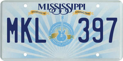 MS license plate MKL397