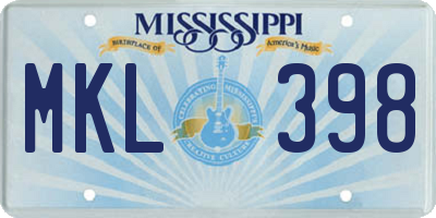 MS license plate MKL398