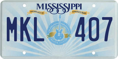 MS license plate MKL407