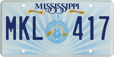 MS license plate MKL417