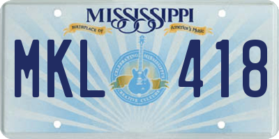 MS license plate MKL418