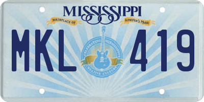 MS license plate MKL419