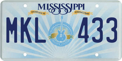 MS license plate MKL433