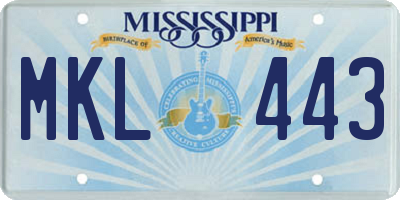 MS license plate MKL443
