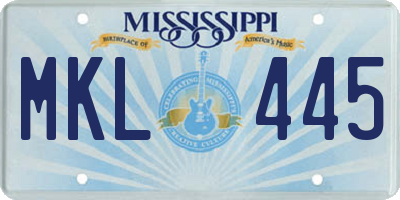 MS license plate MKL445