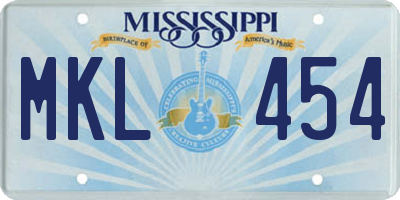 MS license plate MKL454