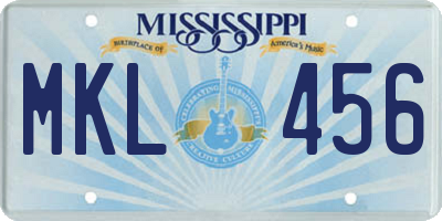 MS license plate MKL456