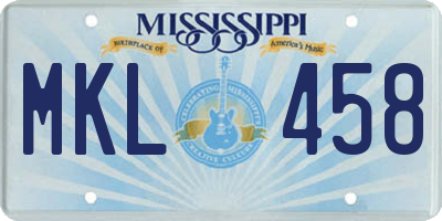 MS license plate MKL458