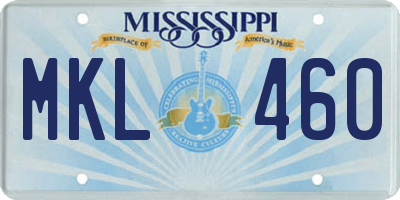 MS license plate MKL460