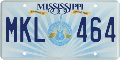 MS license plate MKL464