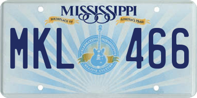 MS license plate MKL466