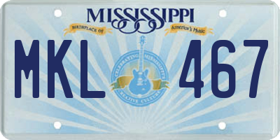 MS license plate MKL467