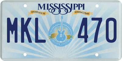 MS license plate MKL470