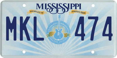 MS license plate MKL474