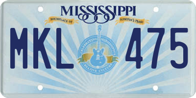 MS license plate MKL475