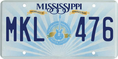 MS license plate MKL476