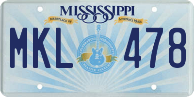 MS license plate MKL478