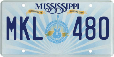 MS license plate MKL480