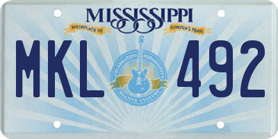 MS license plate MKL492