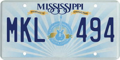 MS license plate MKL494