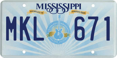 MS license plate MKL671