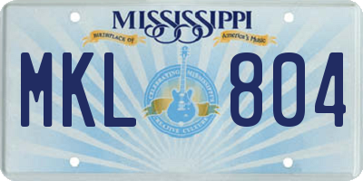 MS license plate MKL804