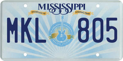 MS license plate MKL805